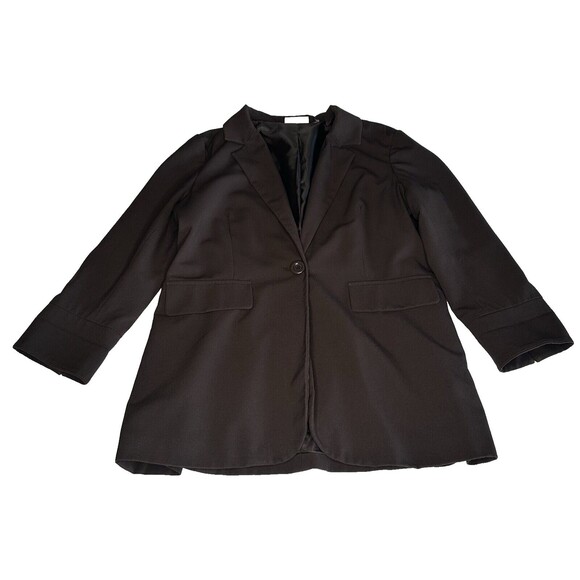 Susan Graver One Button Smart Ponte Knit Blazer Jacket Brown Work Casual Size S - Picture 1 of 9